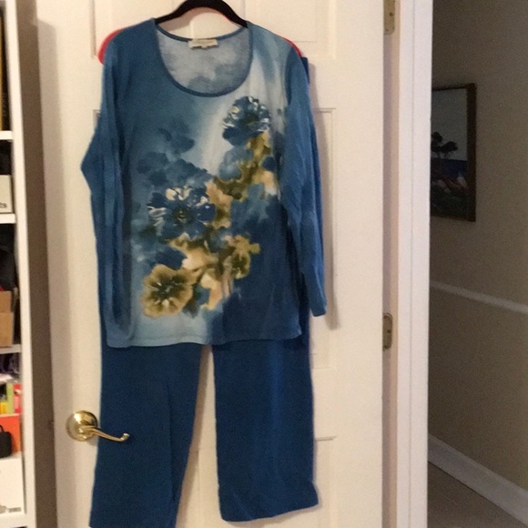 Jones NY Woman Pants - EUC,JONES NY WOMAN SZ 1X, TEAL COTTON,LONG SLEEVE/STRAIGHT LEG PULL ON PANT.